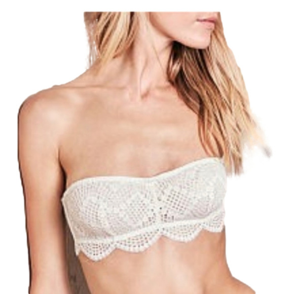 Victoria's Secret White Lace Bandeau Strapless Bra S - Picture 1 of 10